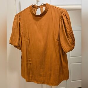 Anthropologie Gold Short Sleeve Blouse, Size S